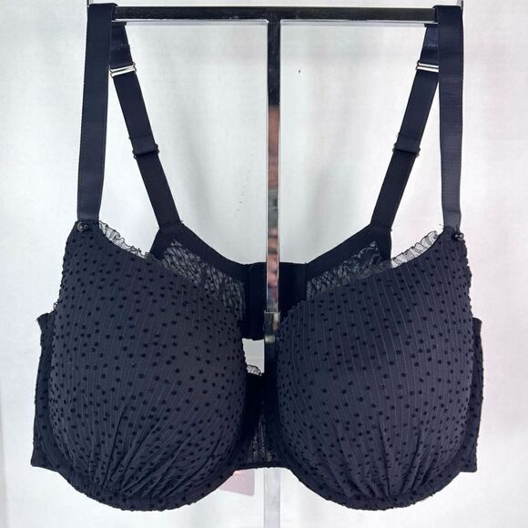 New! Savage Fenty Lingerie by Rihanna Full Coverage Polka Dot Black Bra SZ 46DD - Picture 2 of 7